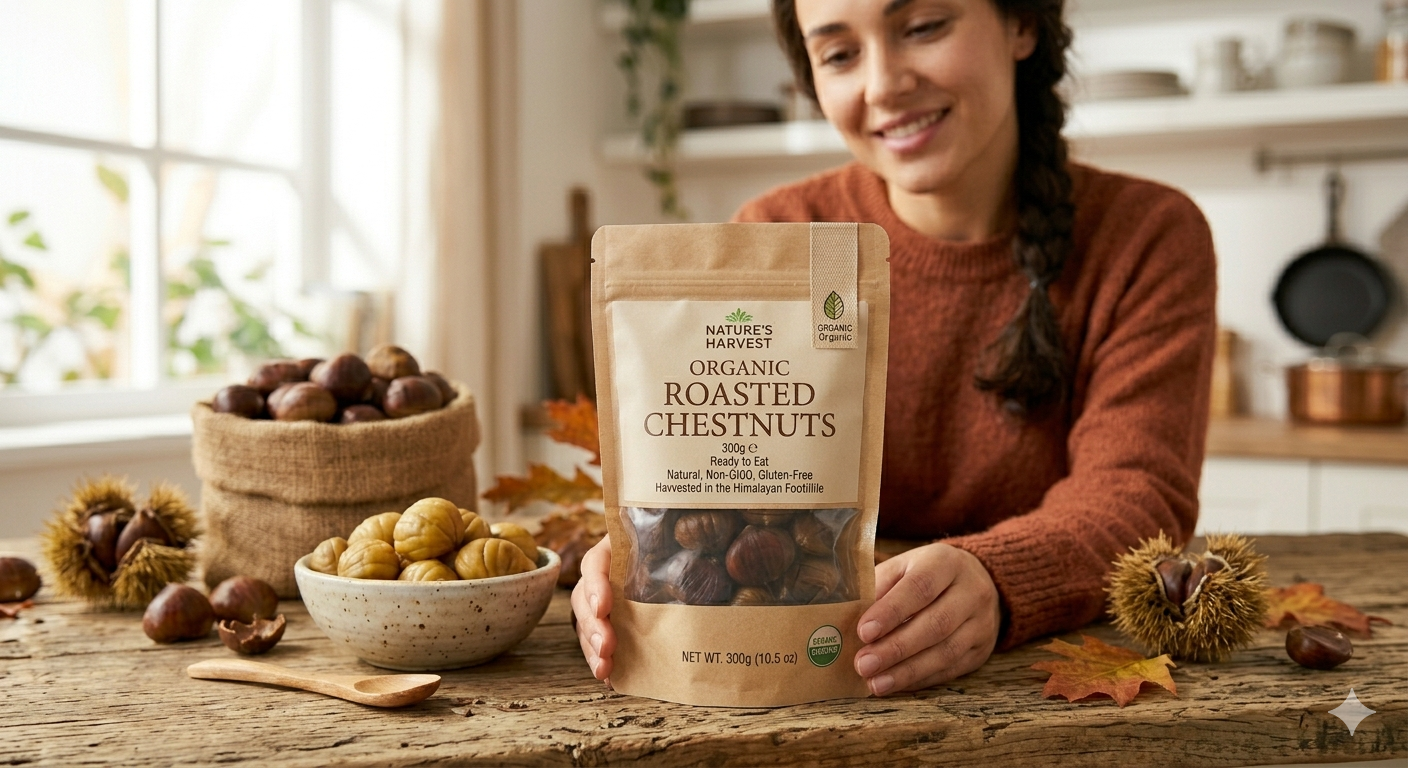 Organic Roasted Chestnuts (200g Pack) | Ready-to-Eat Premium Healthy Snack | Gluten-Free, Non-GMO & All-Natural