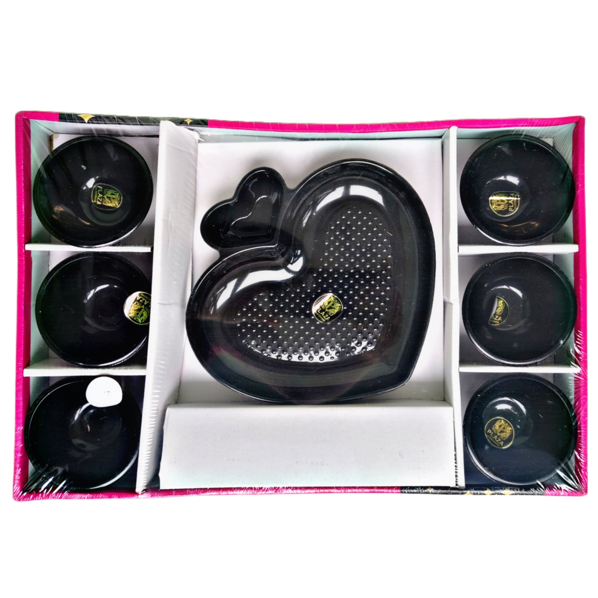 Heart Shape Serving Tray with 6 Glass Bowls | Stylish Gift Set for Home, Kitchen & Gifting
