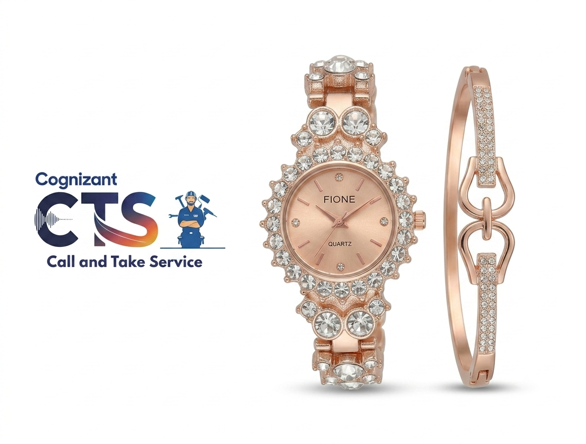 Women's Crystal Analog Watch with Bracelet Gift Set