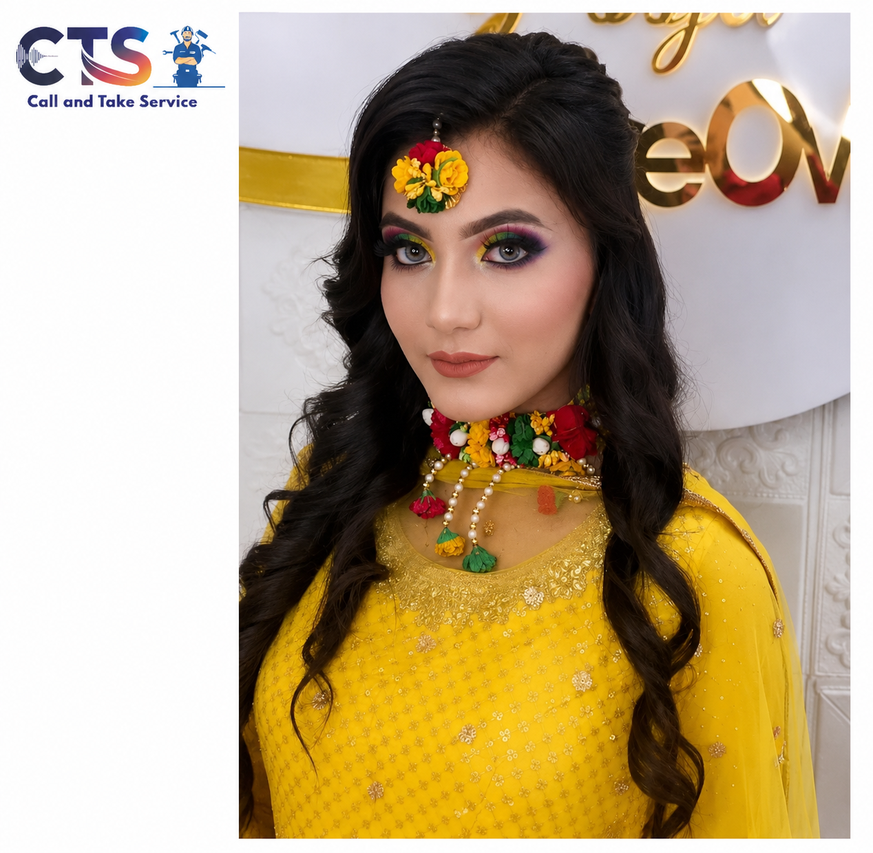 Haldi Makeup with Hairstyle & Jewellery Package
